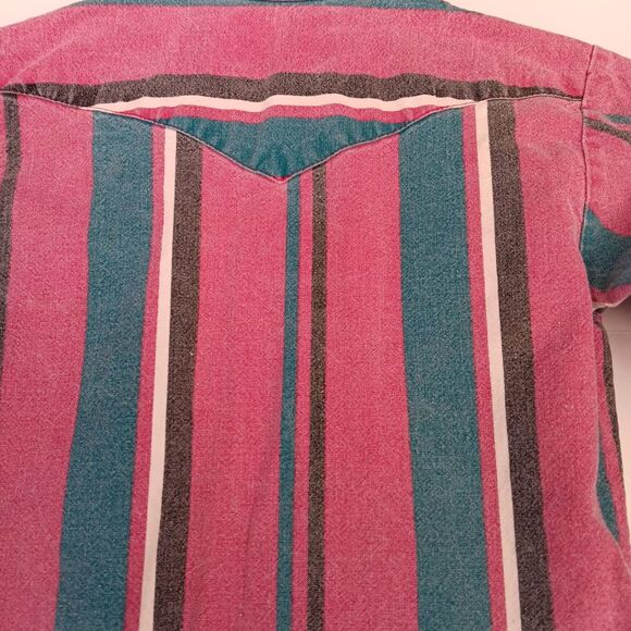 Vintage Wrangler Brush popper Shirt Boy Sz 5 Western Rodeo Retro Festival Stripe - Picture 6 of 9